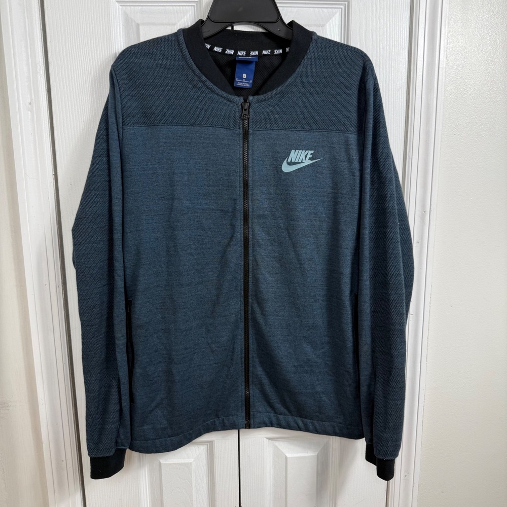 Nike Tech Knit Bomber Jacket M Blue Athleisure Sportswear 837008-464